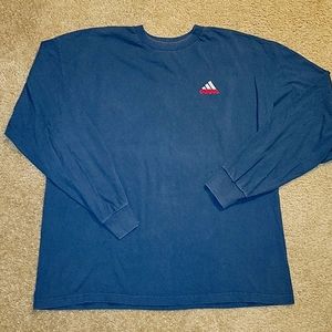 Vintage Adidas Navy Longsleeve Shirt Usa Made Size XL